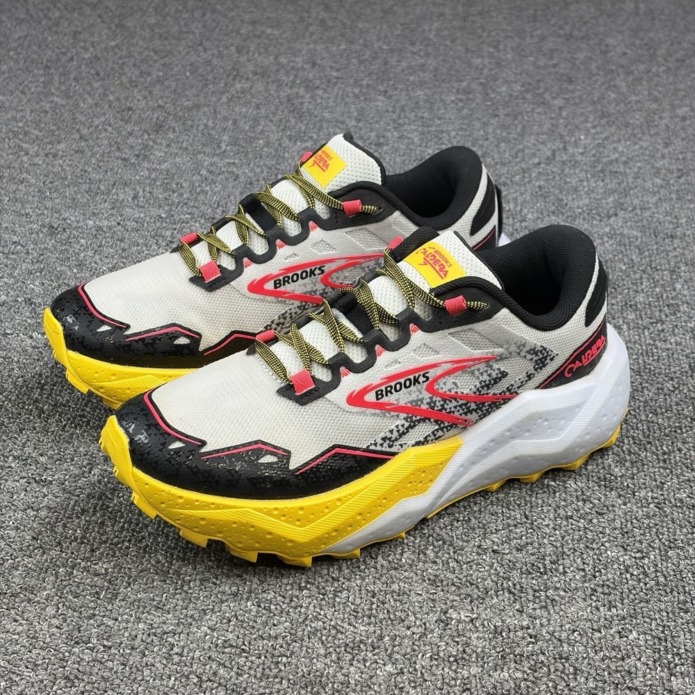 Brooks Caldera 7 Trail Running Shoes Womens 7.5 Gray Yellow White 1204041B094